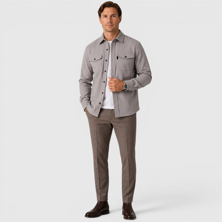 Adam | Szara Koszula Męska Overshirt