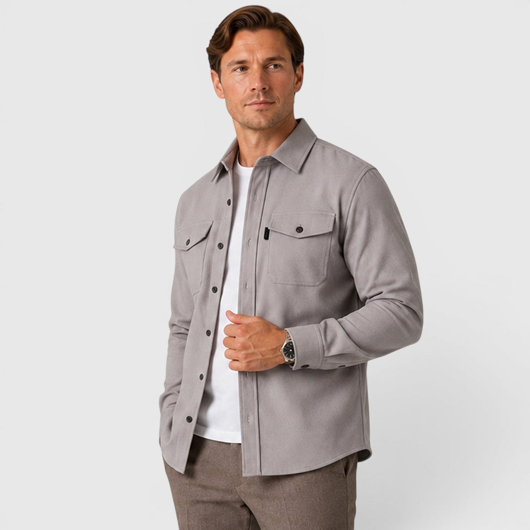 Adam | Szara Koszula Męska Overshirt
