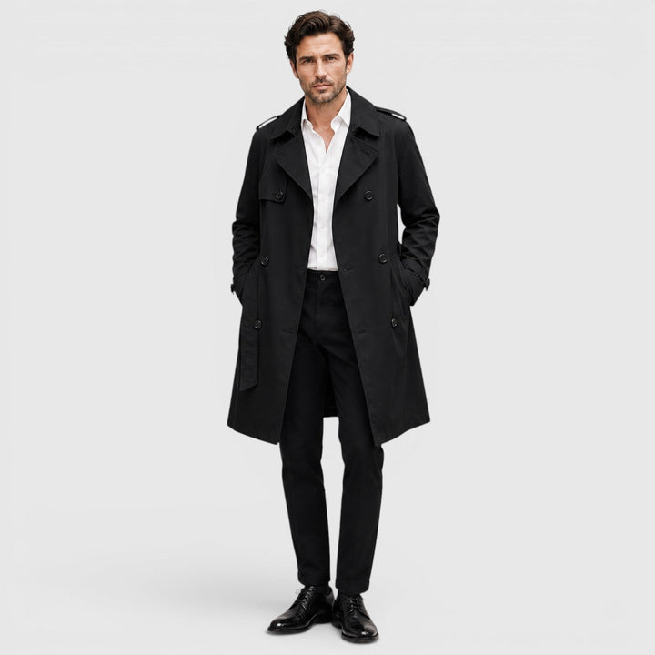 Oskar | Elegancki Trencz Męski z Paskiem
