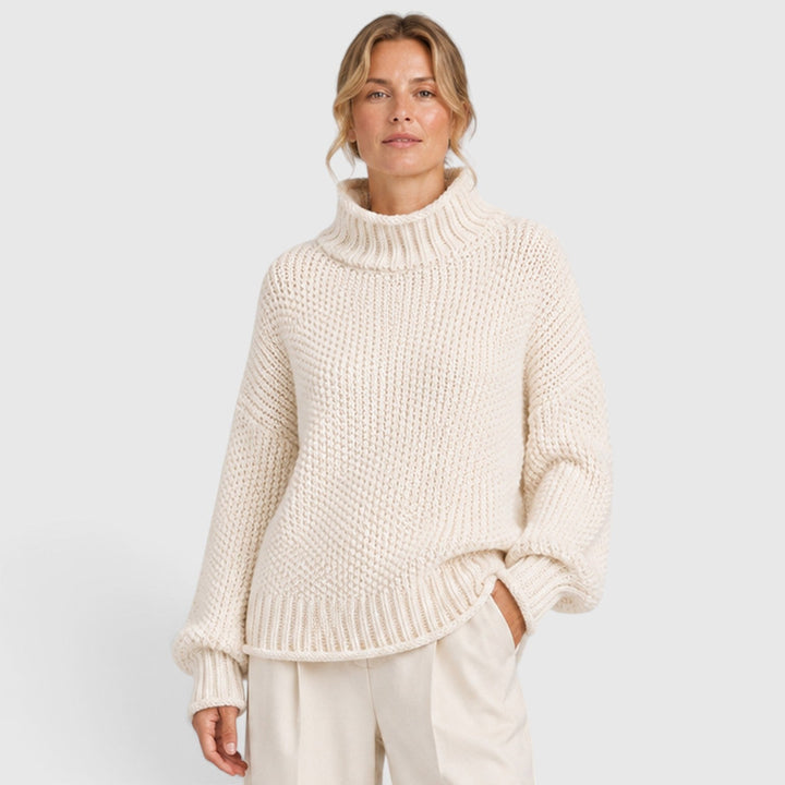 Iwona | Granatowy Sweter z Golfem