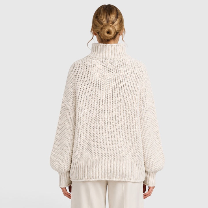 Iwona | Granatowy Sweter z Golfem