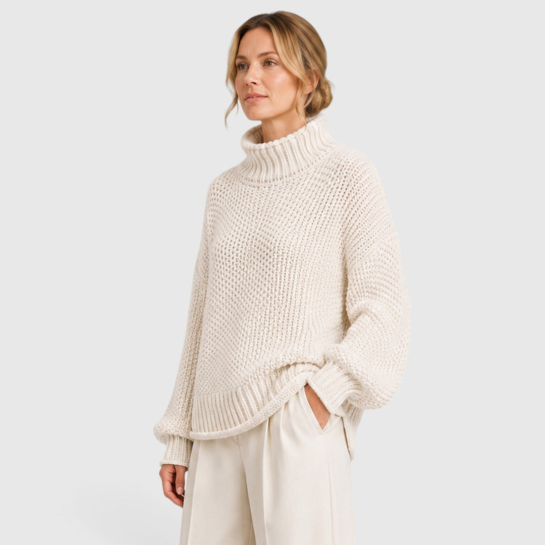 Iwona | Granatowy Sweter z Golfem