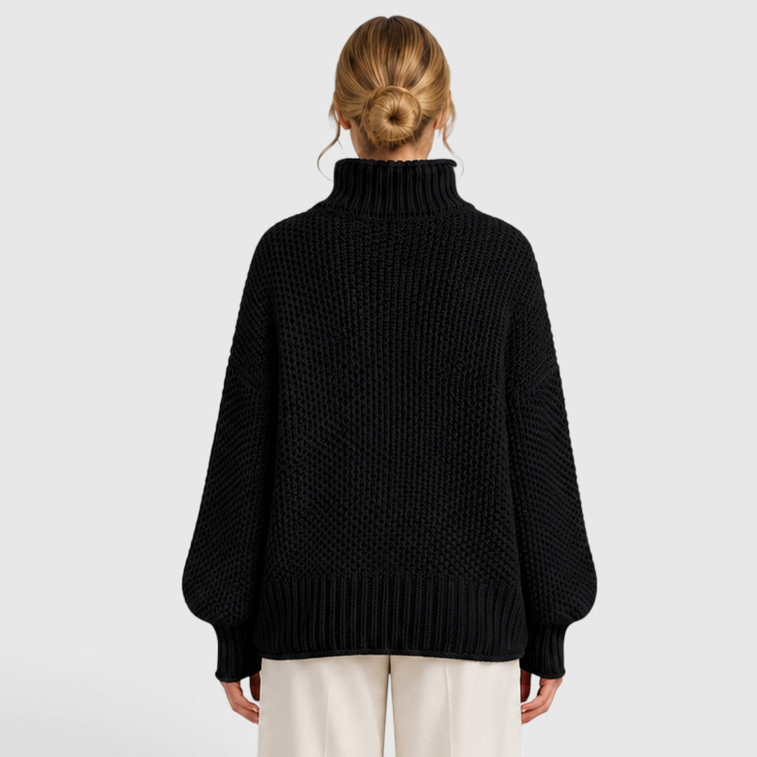 Iwona | Granatowy Sweter z Golfem