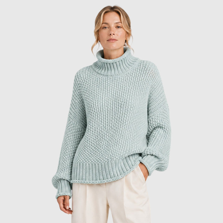 Iwona | Granatowy Sweter z Golfem