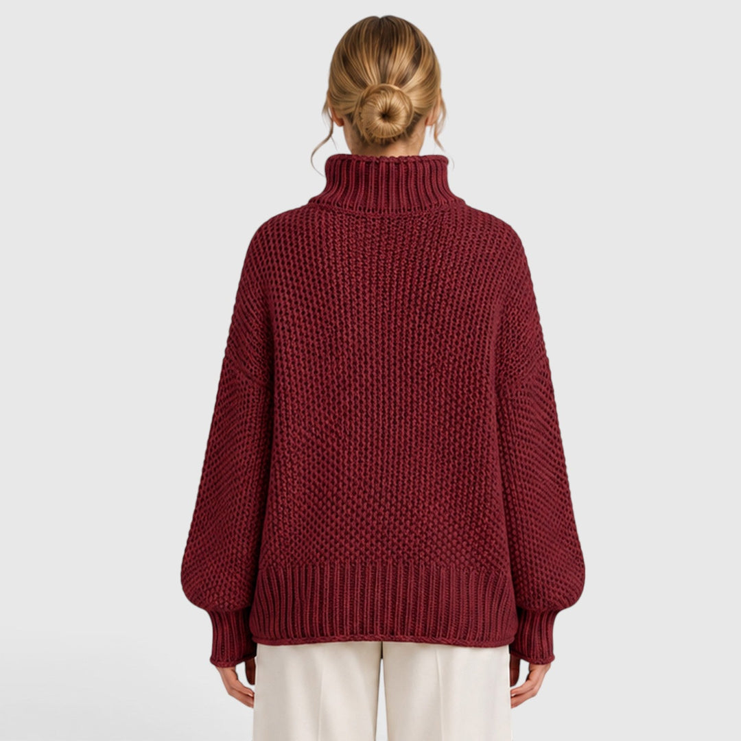 Iwona | Granatowy Sweter z Golfem