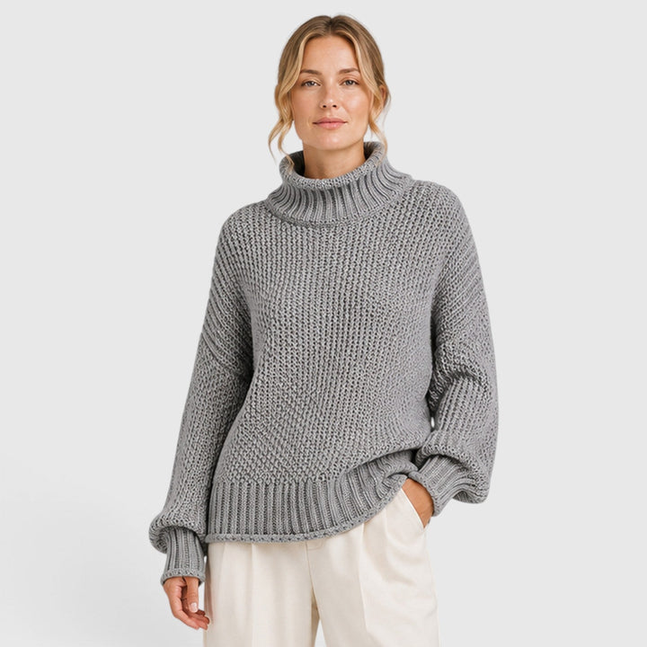 Iwona | Granatowy Sweter z Golfem