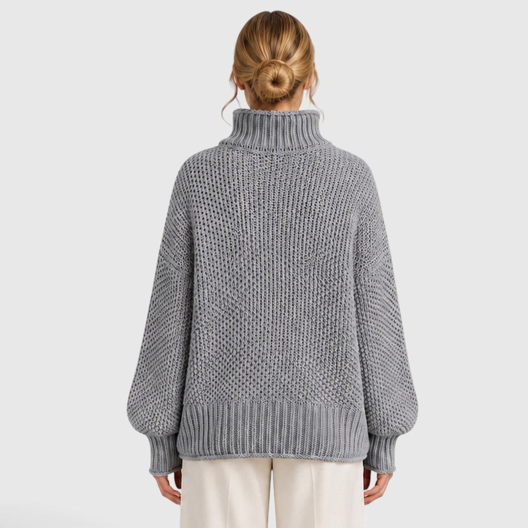 Iwona | Granatowy Sweter z Golfem