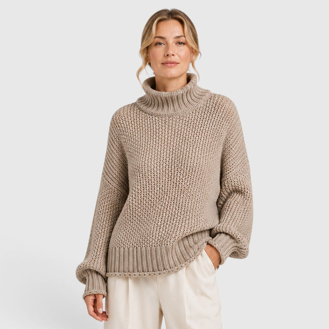 Iwona | Granatowy Sweter z Golfem