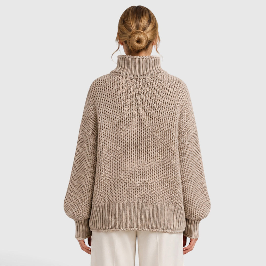 Iwona | Granatowy Sweter z Golfem