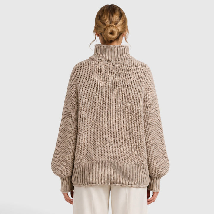 Iwona | Granatowy Sweter z Golfem