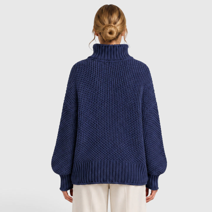 Iwona | Granatowy Sweter z Golfem