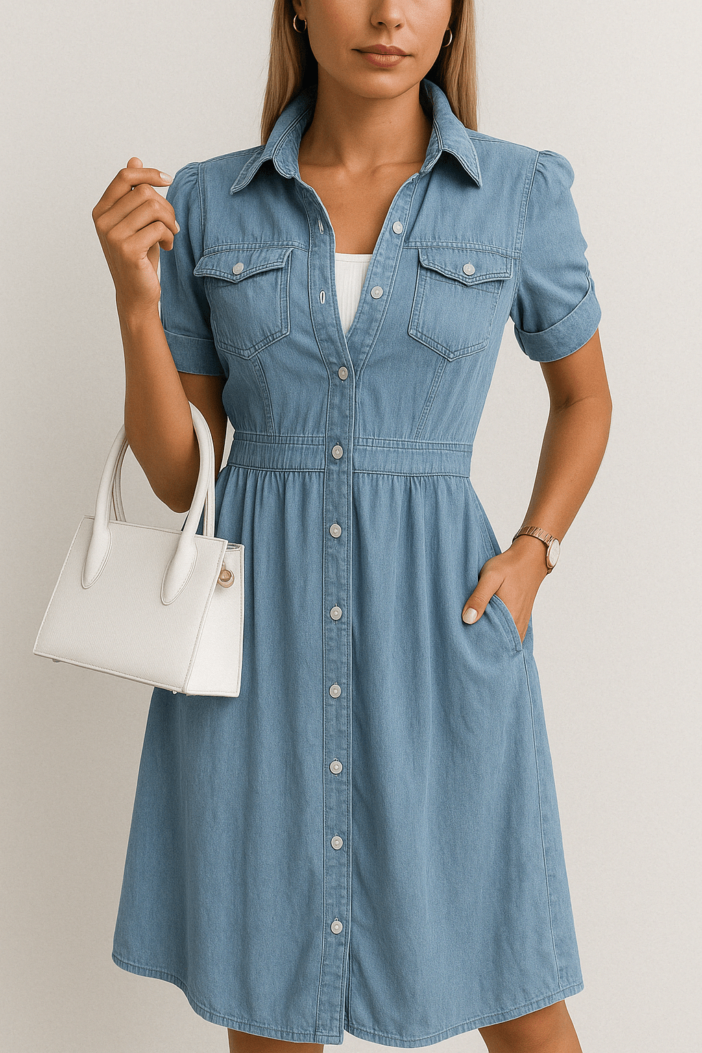 Sukienka jeansowa midi z guzikami