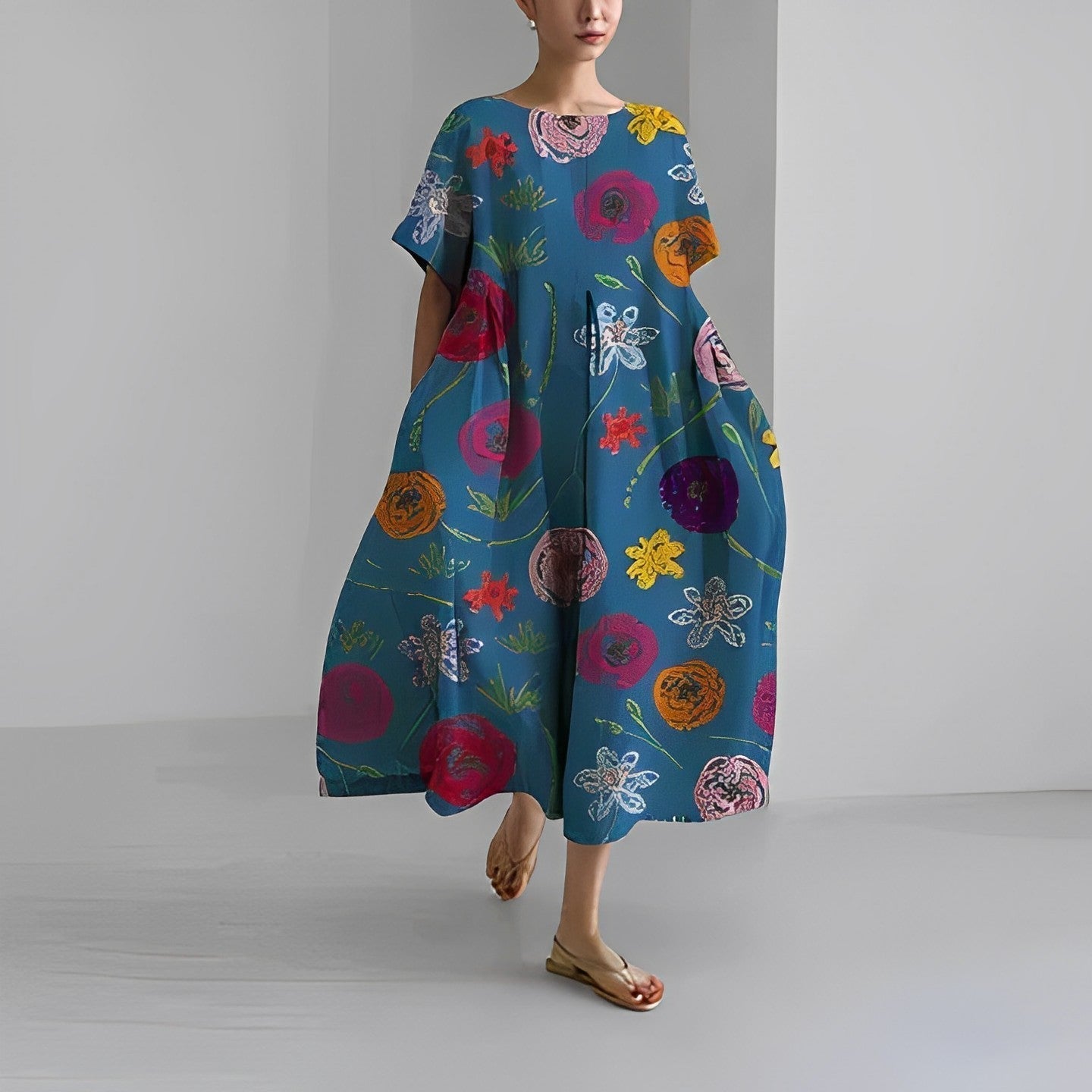 Sukienka oversize damska z printem