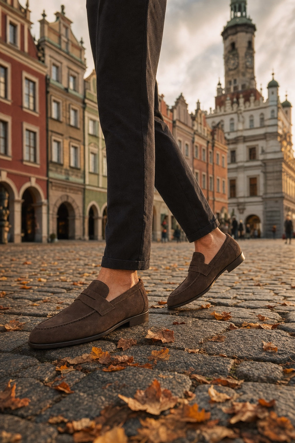 Dominik | Zamszowe Loafersy Męskie Penny