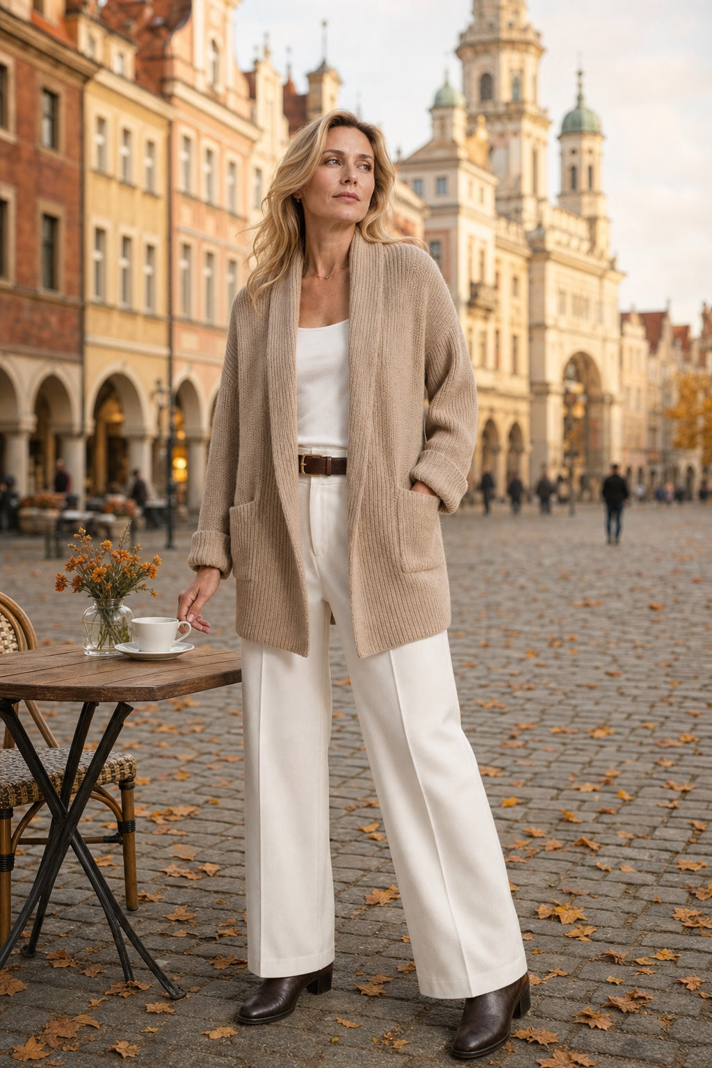 Jadwiga | Długi kardigan damski z kieszeniami