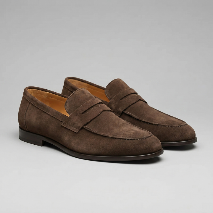 Dominik | Zamszowe Loafersy Męskie Penny
