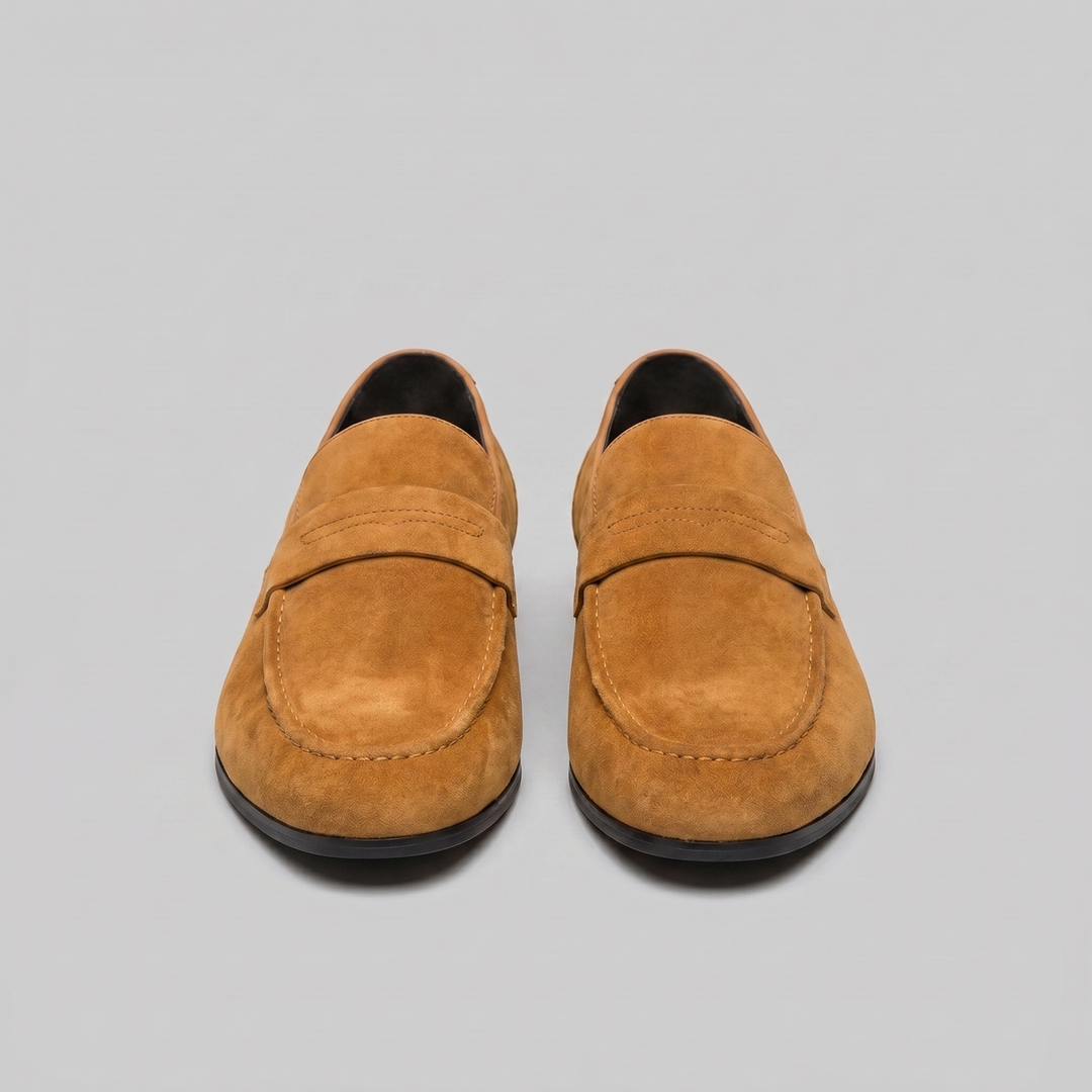 Dominik | Zamszowe Loafersy Męskie Penny