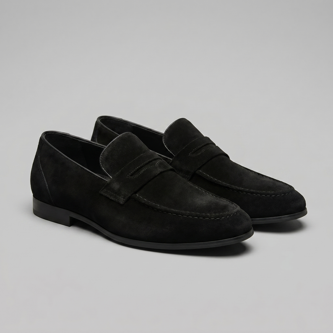 Dominik | Zamszowe Loafersy Męskie Penny