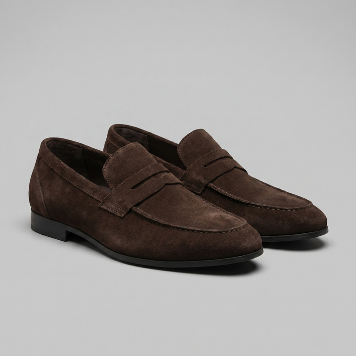 Dominik | Zamszowe Loafersy Męskie Penny