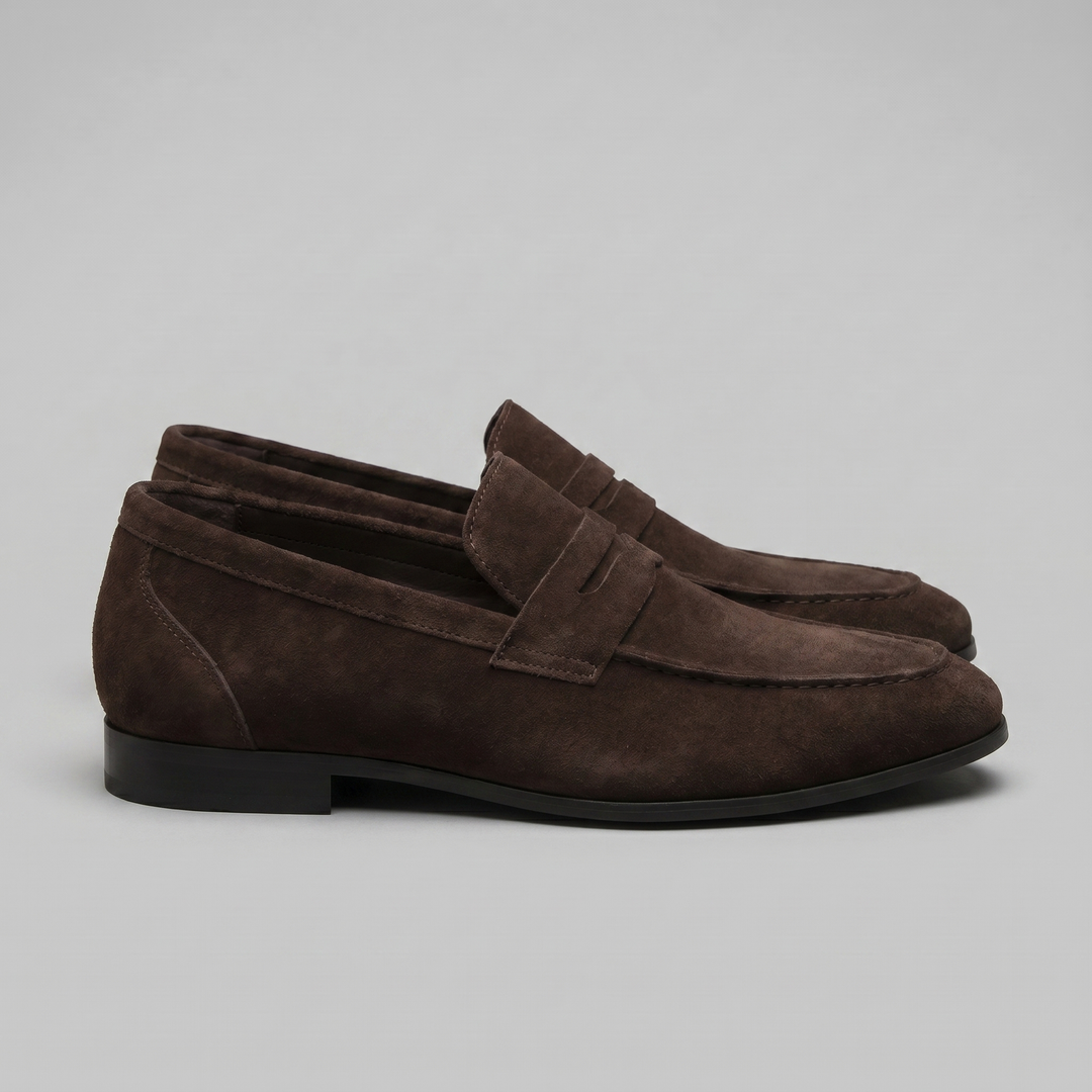 Dominik | Zamszowe Loafersy Męskie Penny