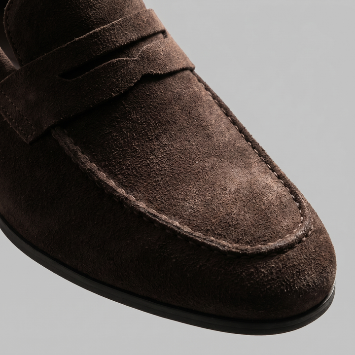 Dominik | Zamszowe Loafersy Męskie Penny