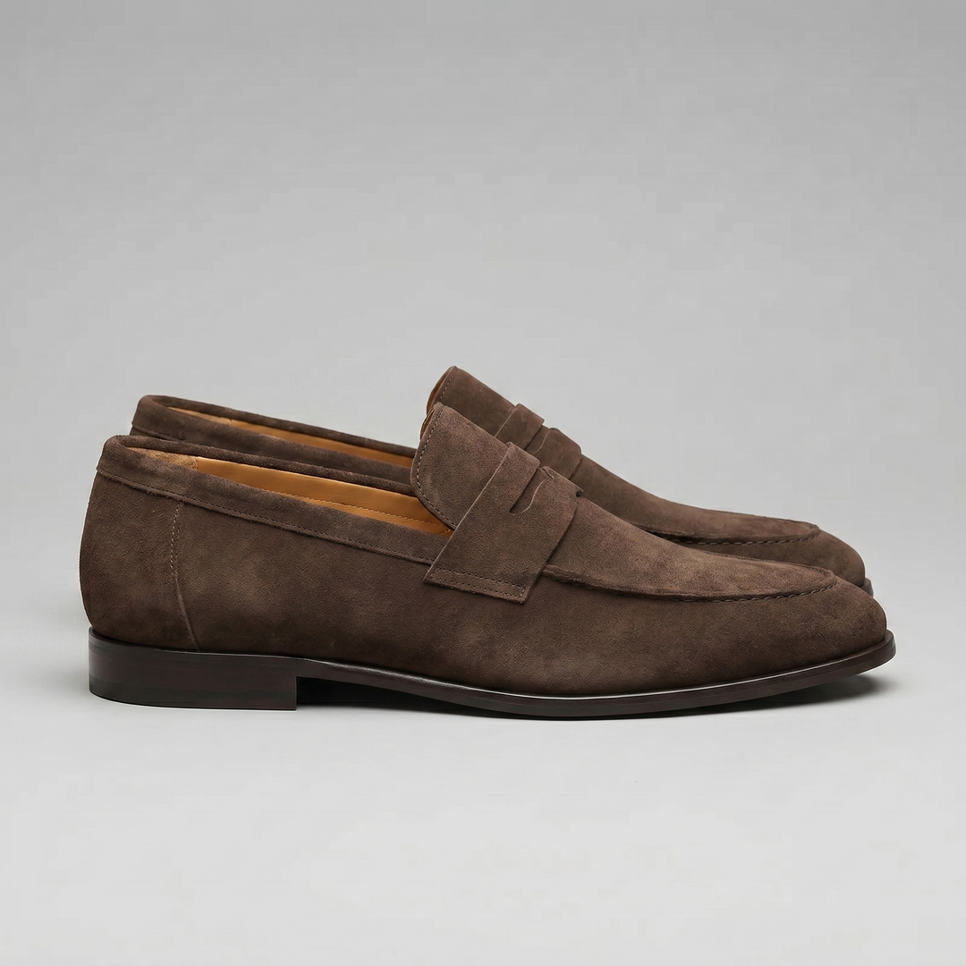 Dominik | Zamszowe Loafersy Męskie Penny