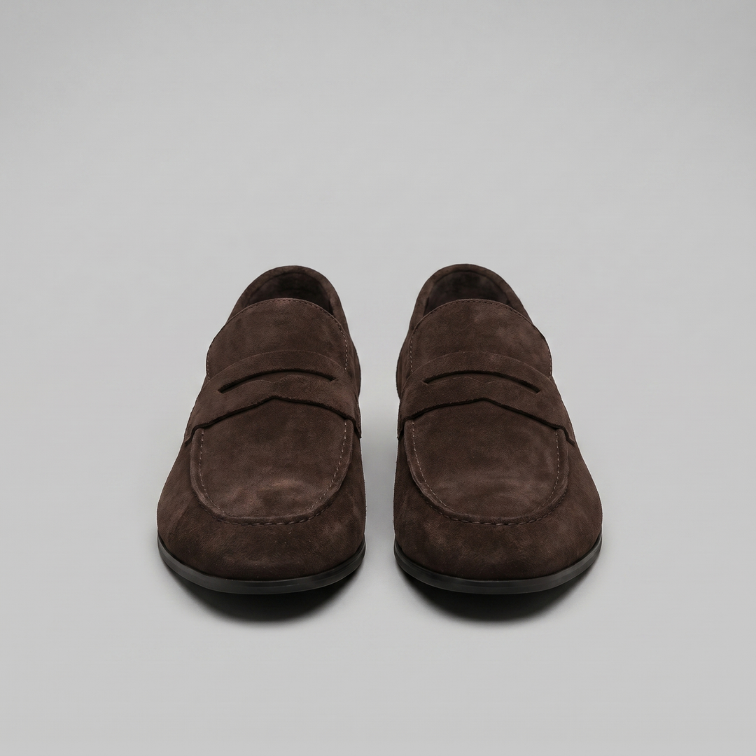 Dominik | Zamszowe Loafersy Męskie Penny