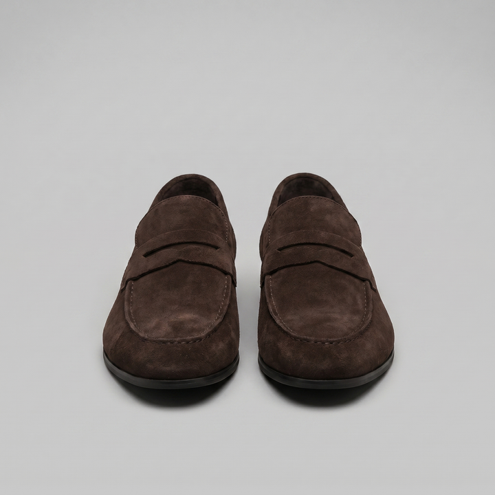 Dominik | Zamszowe Loafersy Męskie Penny