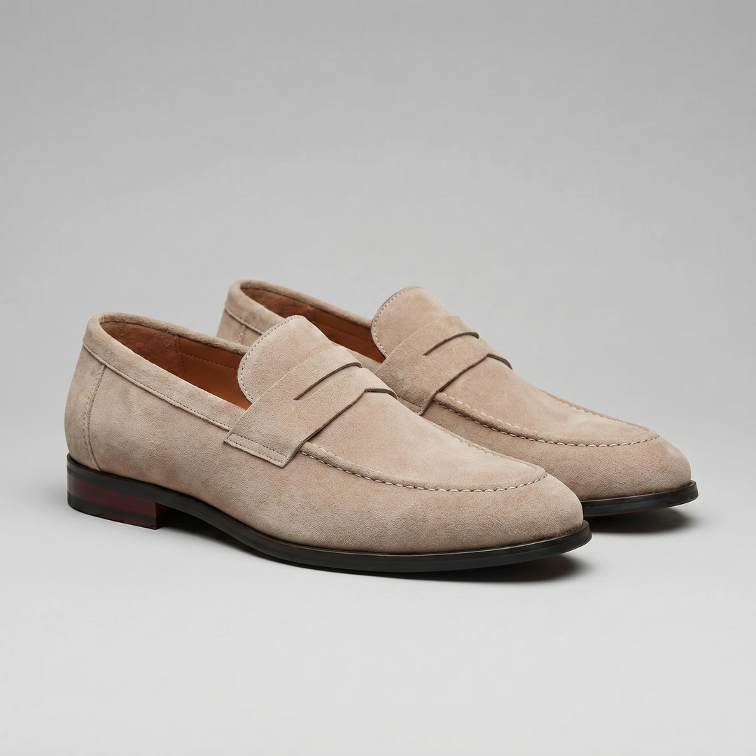 Dominik | Zamszowe Loafersy Męskie Penny