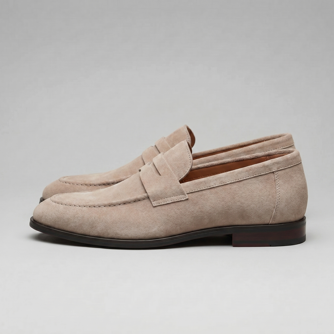 Dominik | Zamszowe Loafersy Męskie Penny