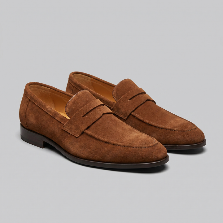 Dominik | Zamszowe Loafersy Męskie Penny