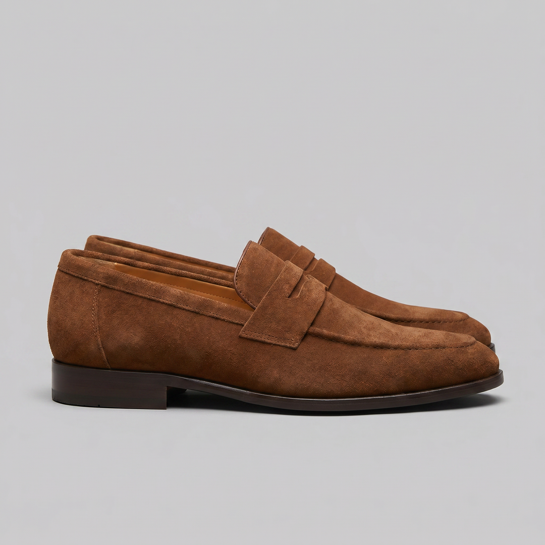 Dominik | Zamszowe Loafersy Męskie Penny