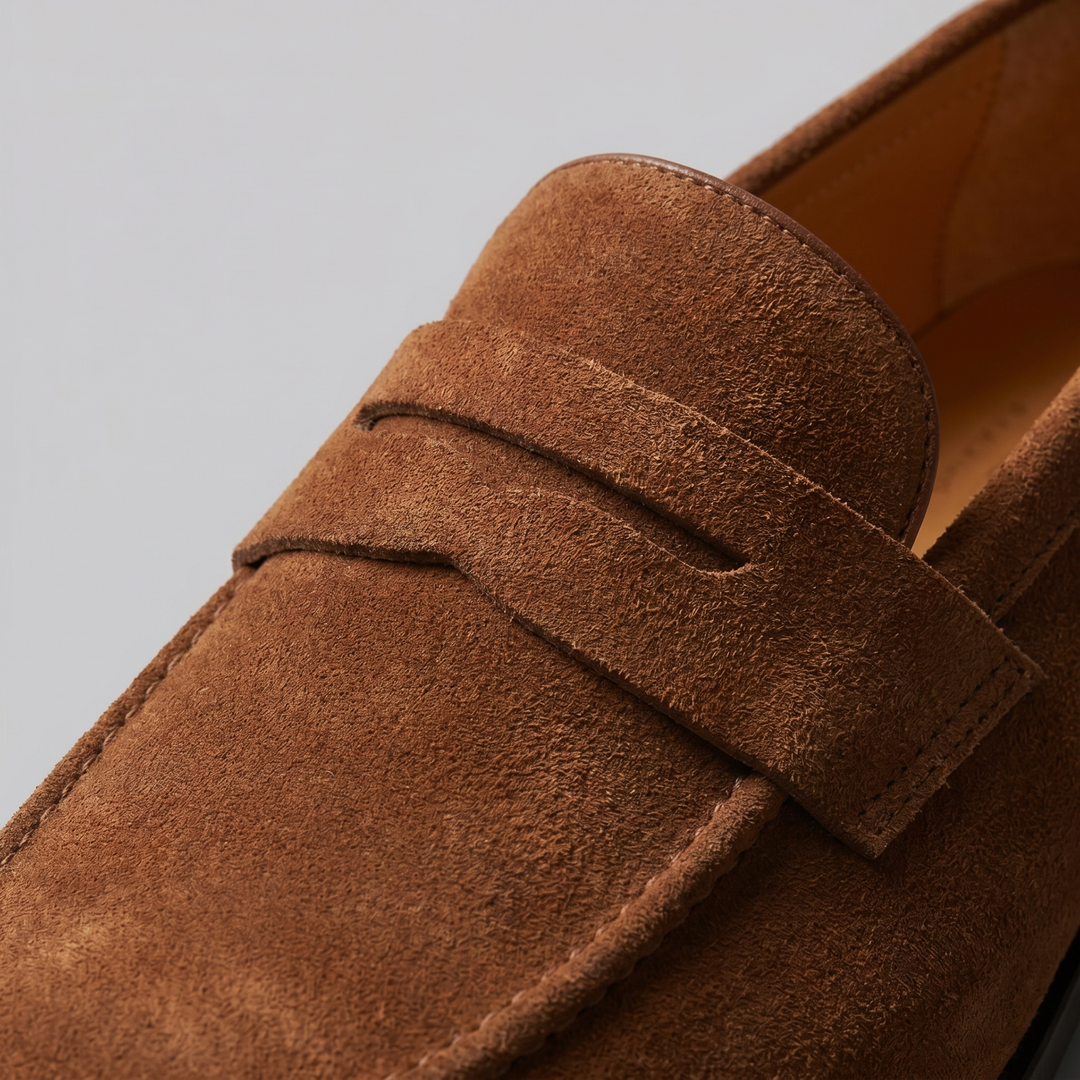 Dominik | Zamszowe Loafersy Męskie Penny