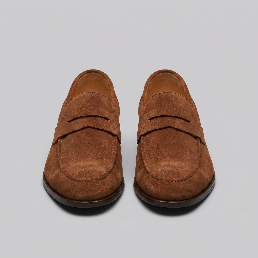 Dominik | Zamszowe Loafersy Męskie Penny