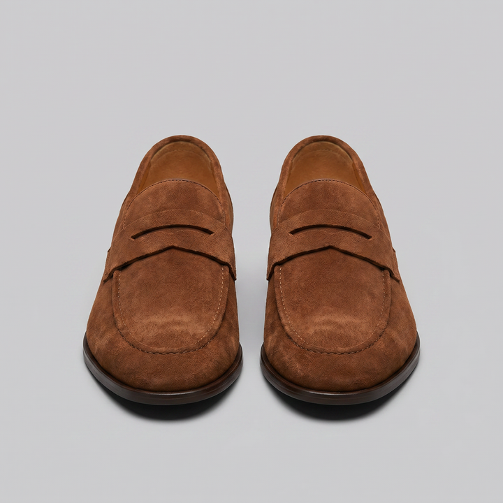 Dominik | Zamszowe Loafersy Męskie Penny