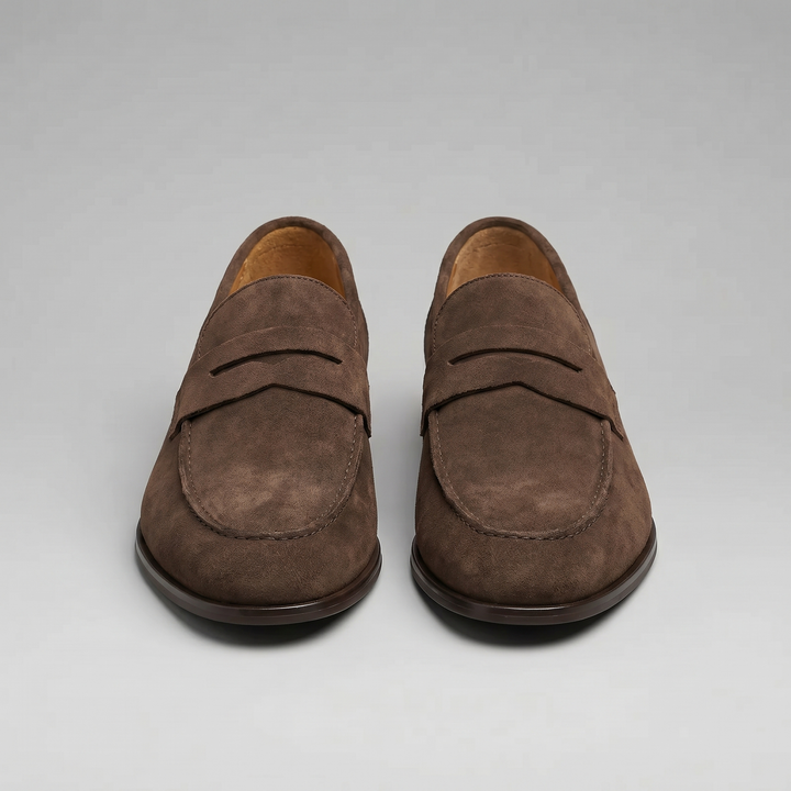 Dominik | Zamszowe Loafersy Męskie Penny