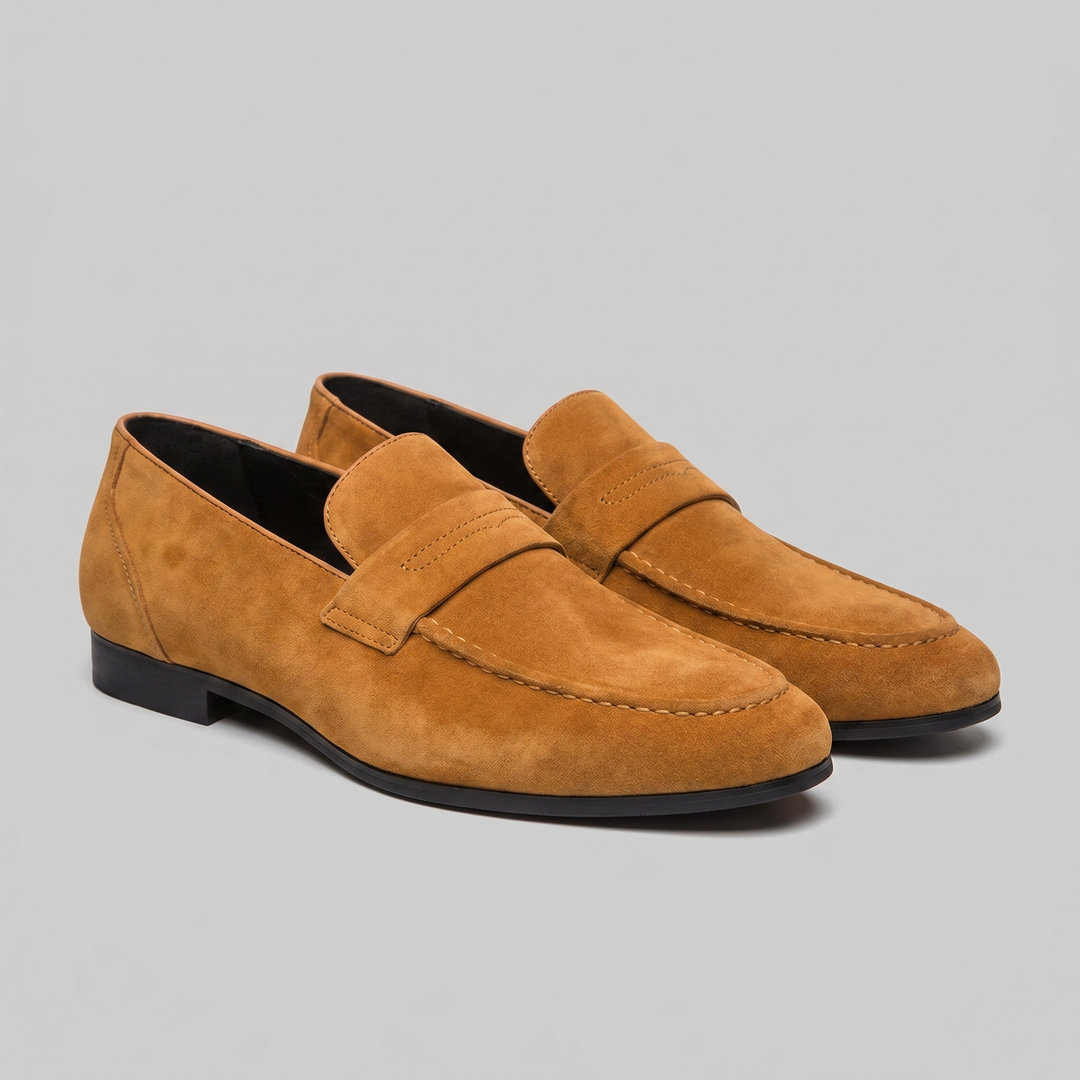 Dominik | Zamszowe Loafersy Męskie Penny