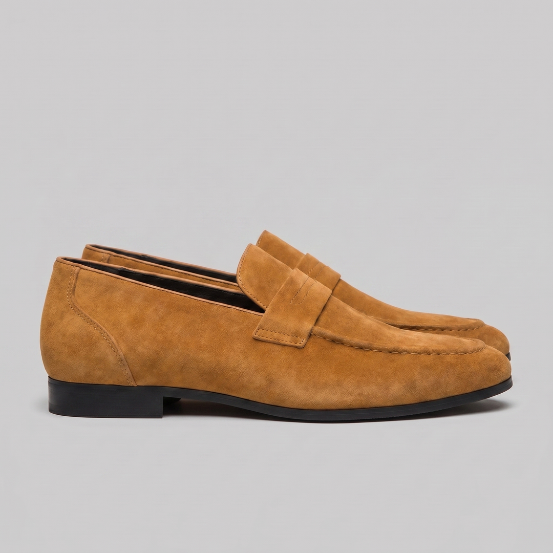 Dominik | Zamszowe Loafersy Męskie Penny